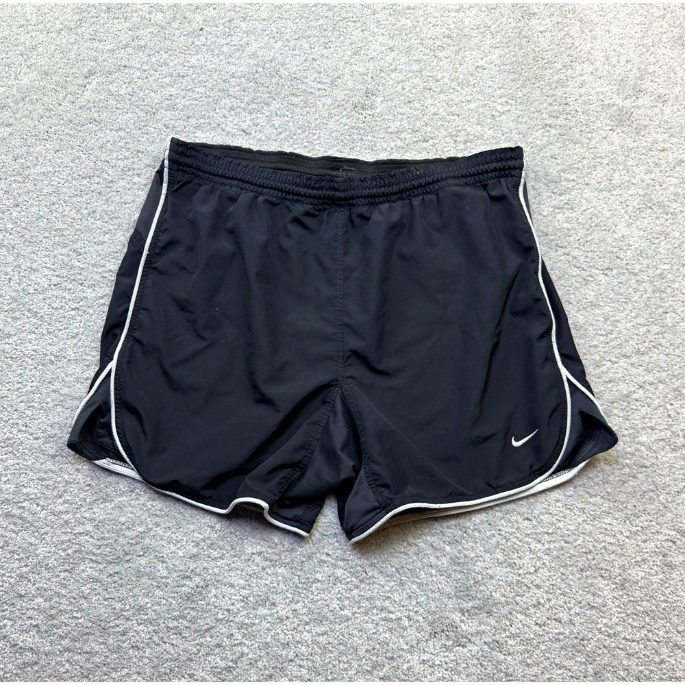 Nike Team Women's M Running Shorts Black White Piping Split Hem Swoosh